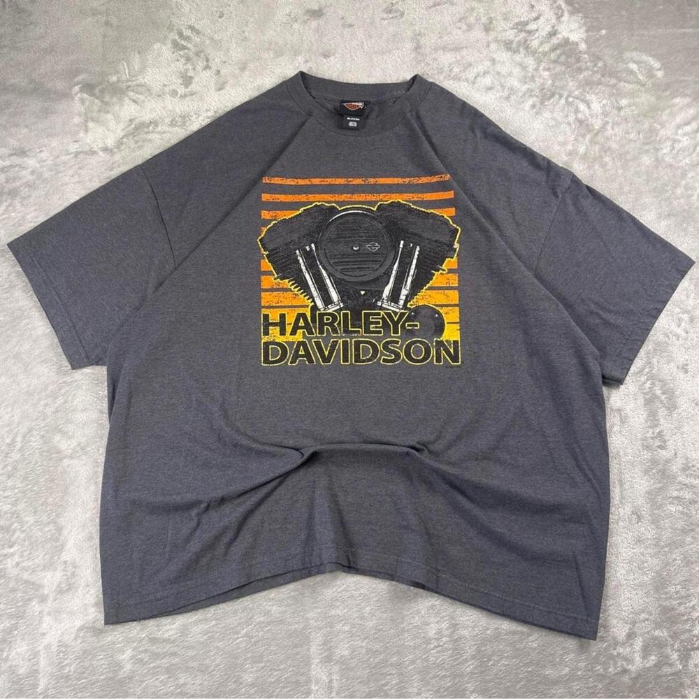 Harley-Davidson T-Shirt Men 3XL Gray Motorcycle Engine Graphic Short Sleeve